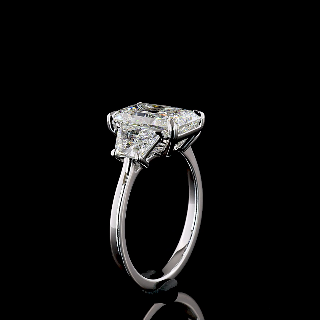 3ct Prong Radiant Three Stone Engagement Ring.
