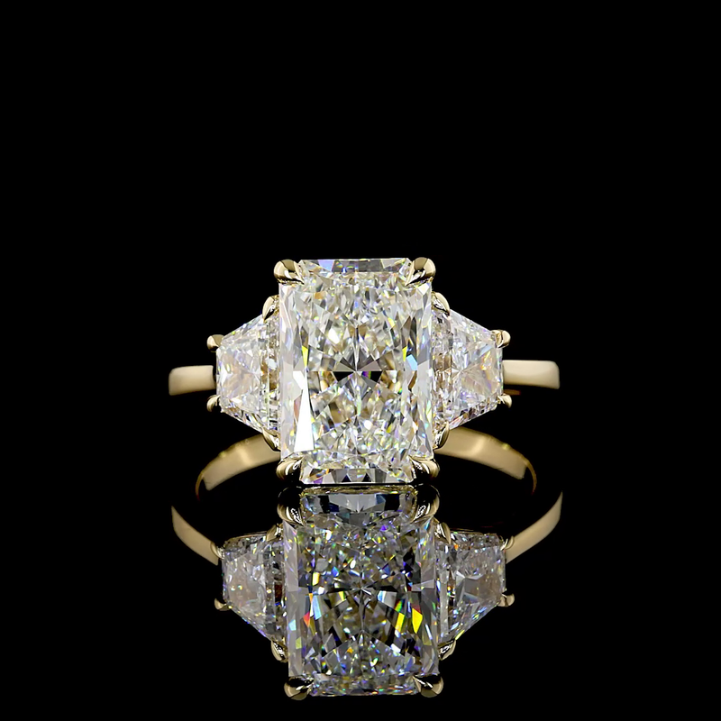 3ct Prong Radiant Three Stone Engagement Ring