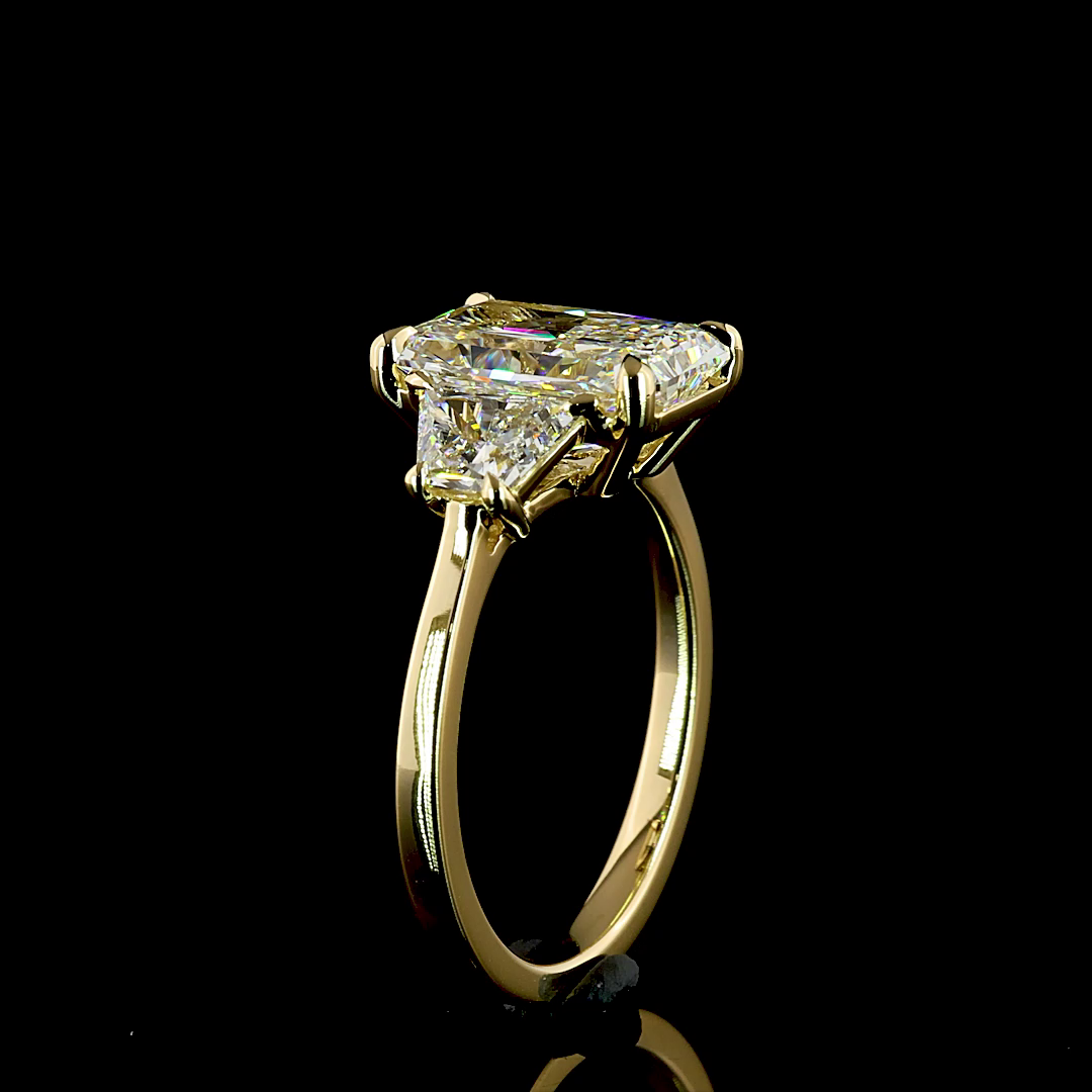 3ct Prong Radiant Three Stone Engagement Ring.