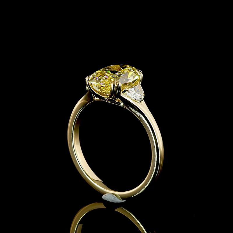 3ct Fancy Yellow Oval Three Stone Engagement Ring