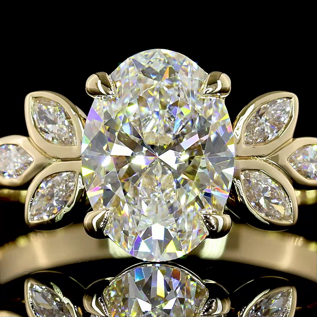 1-1/2ct Bezel - Prong Oval Special Engagement Ring.