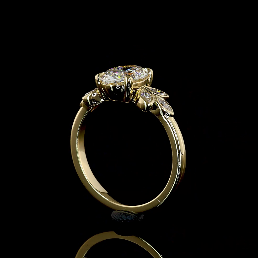 1-1/2ct Bezel - Prong Oval Special Engagement Ring.