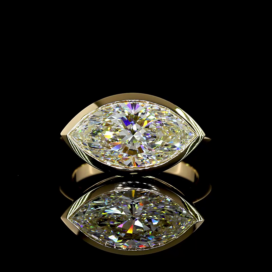 4ct Bezel Marquise Solitaire Engagement Ring.