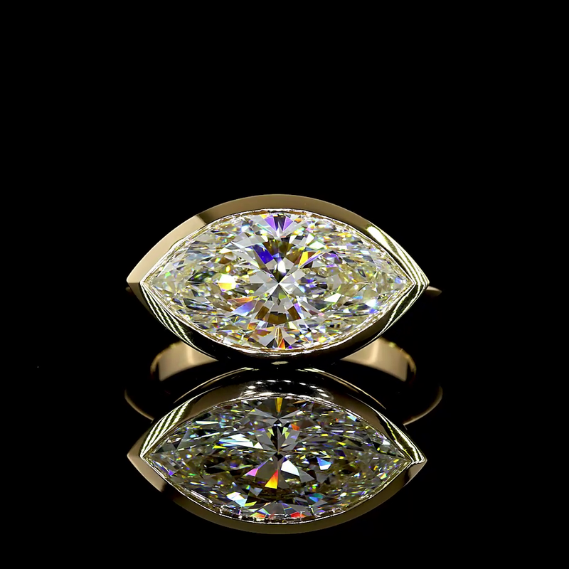 4ct Bezel Marquise Solitaire Engagement Ring