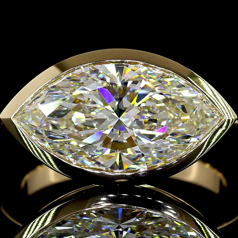 4ct Bezel Marquise Solitaire Engagement Ring