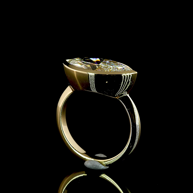 4ct Bezel Marquise Solitaire Engagement Ring