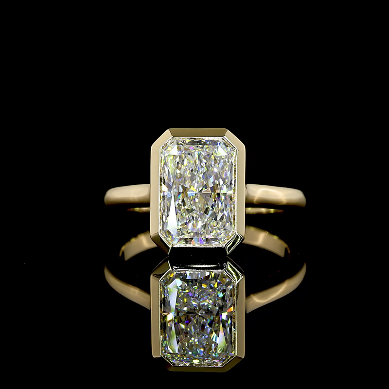 2ct Bezel Radiant Solitaire Engagement Ring