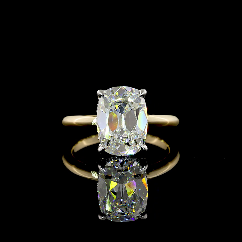 3-1/2ct Prong Cushion Hidden Halo Engagement Ring