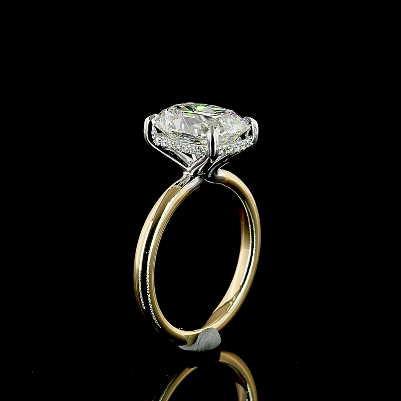 3-1/2ct Prong Cushion Hidden Halo Engagement Ring