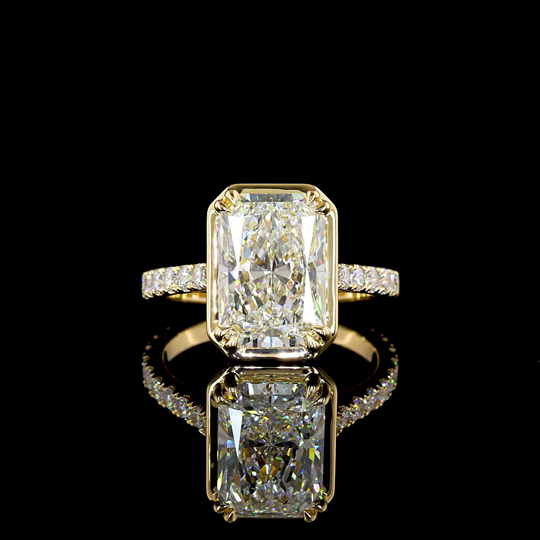 4ct Radiant Side Stone Engagement Ring.