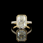 4ct Radiant Side Stone Engagement Ring.