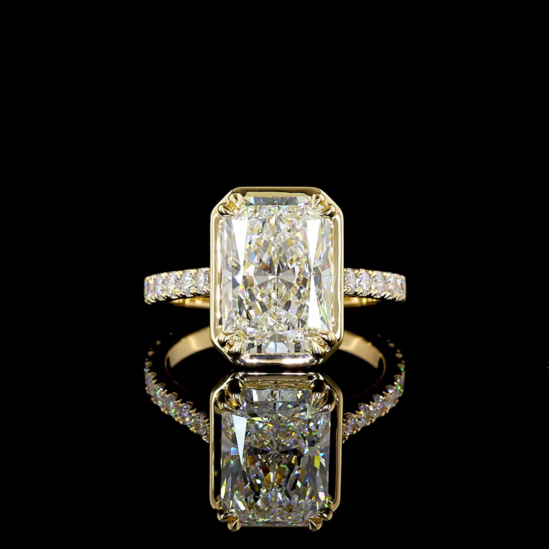 4ct Radiant Side Stone Engagement Ring