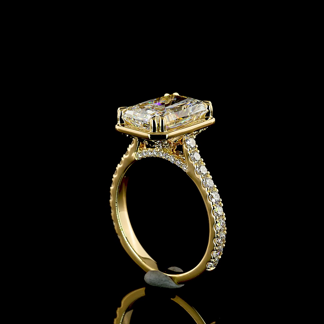 4ct Radiant Side Stone Engagement Ring.