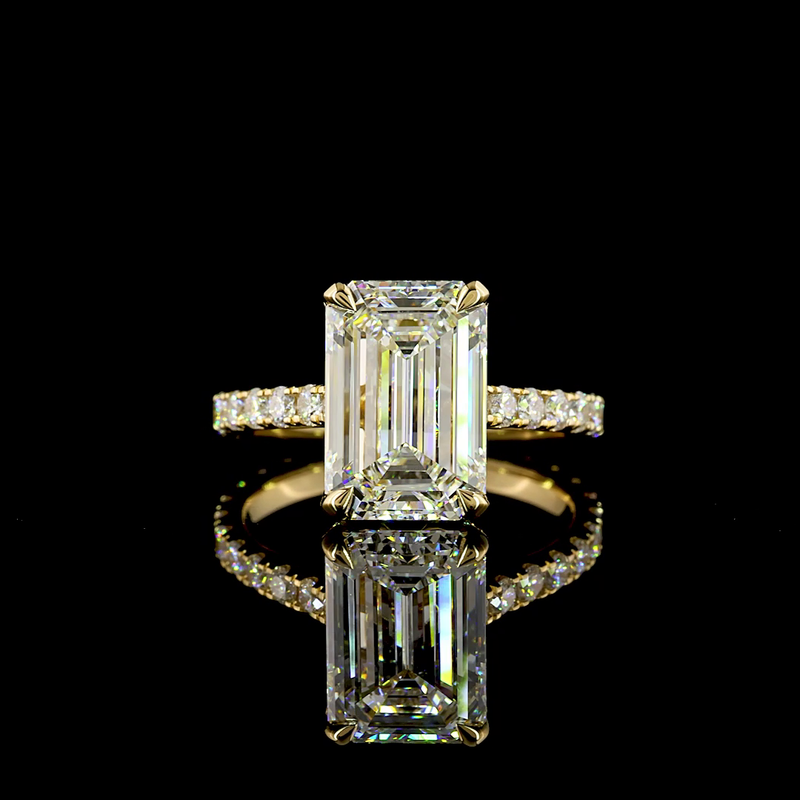 4ct Emerald Hidden Halo Engagement Ring