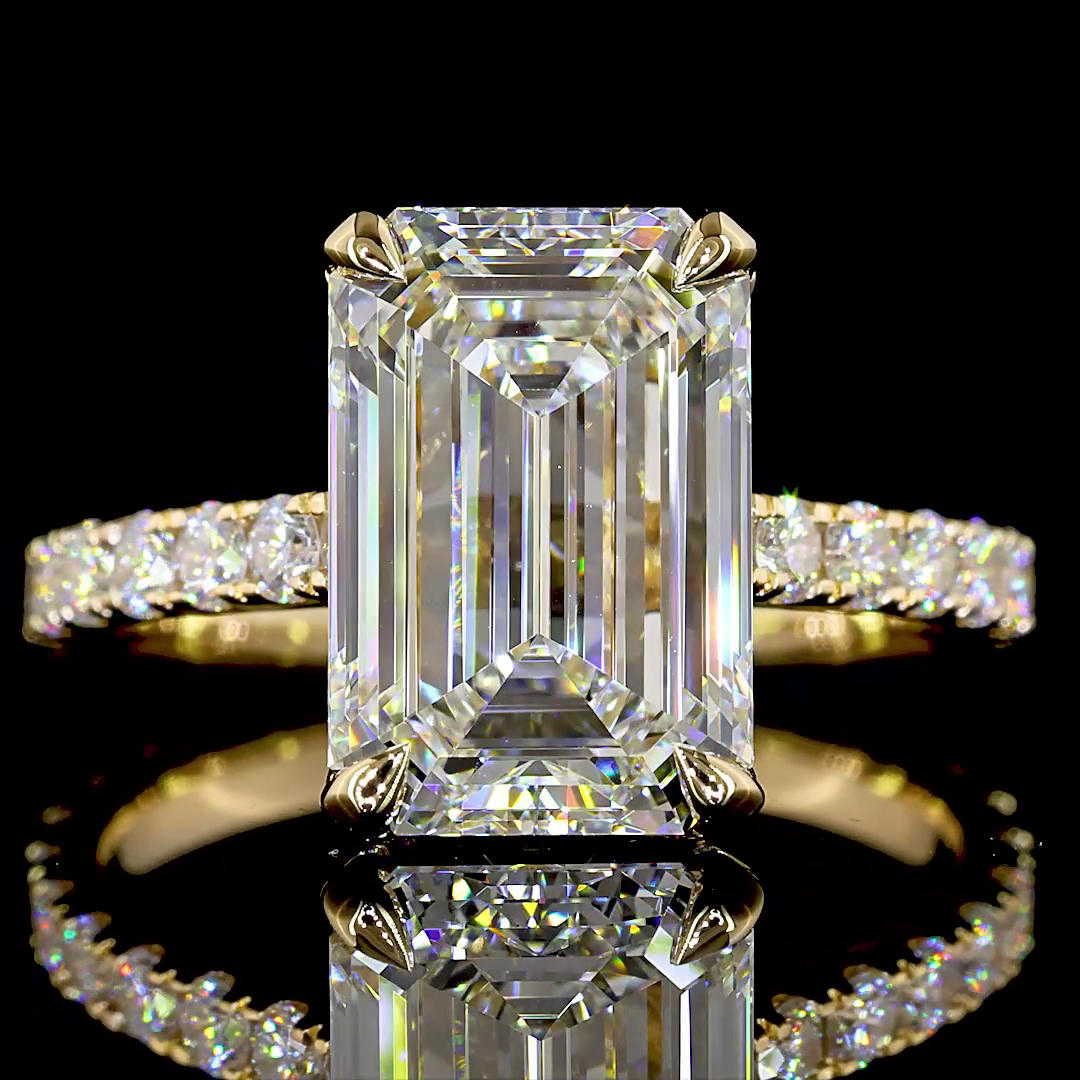 4ct Emerald Hidden Halo Engagement Ring.