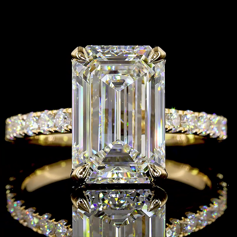 4ct Emerald Hidden Halo Engagement Ring