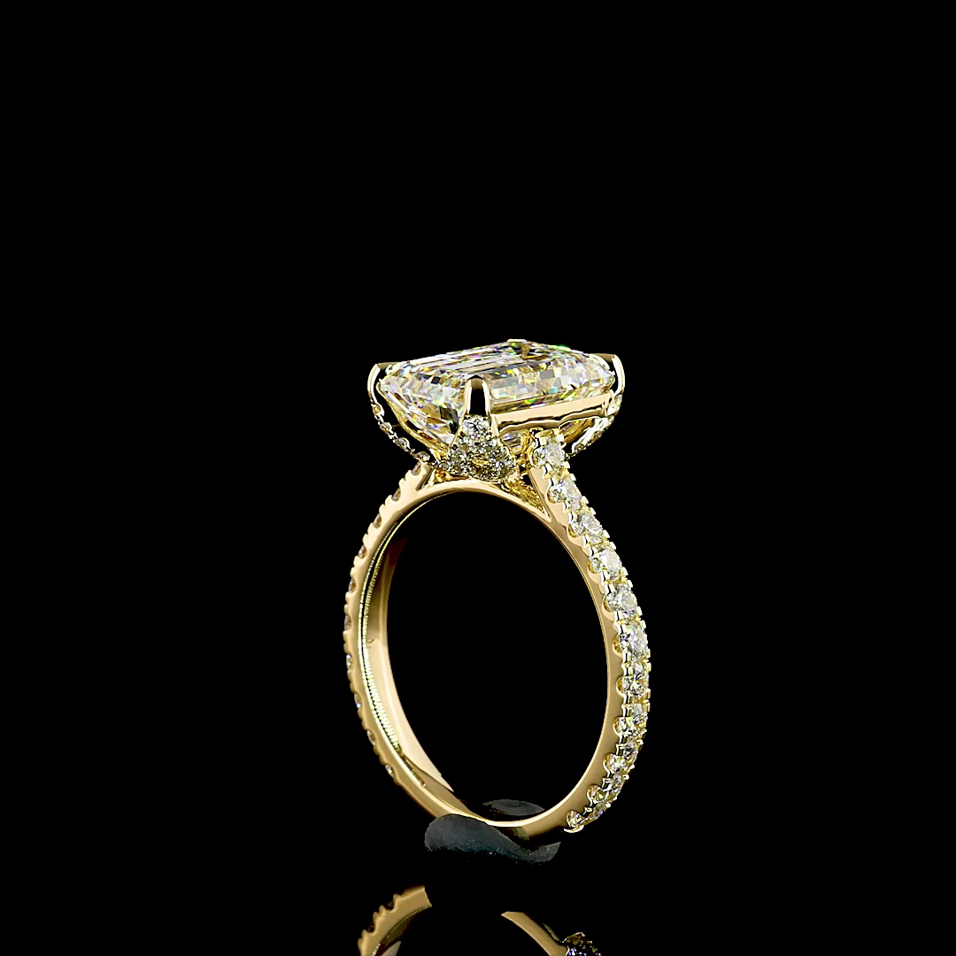 4ct Emerald Hidden Halo Engagement Ring.