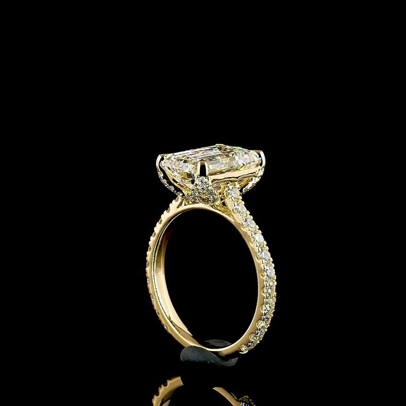 4ct Emerald Hidden Halo Engagement Ring