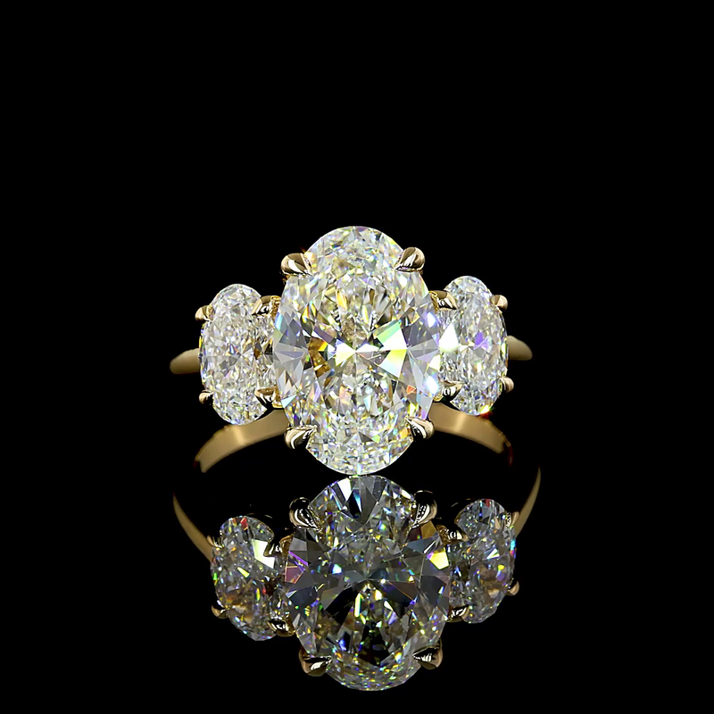 2-1/2ct Prong Oval Three Stone Engagement Ring