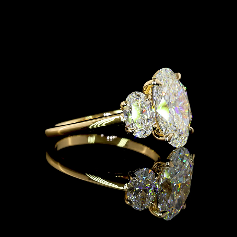 2-1/2ct Prong Oval Three Stone Engagement Ring