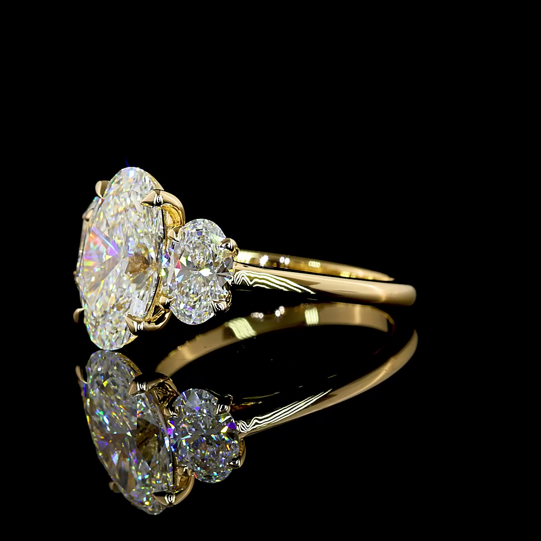 2-1/2ct Prong Oval Three Stone Engagement Ring.