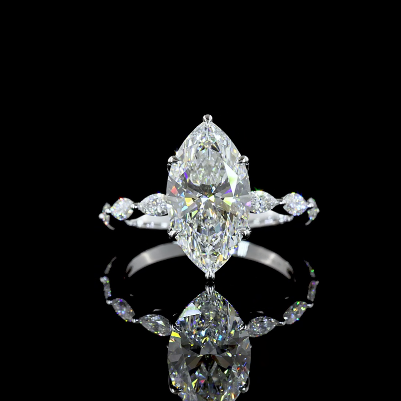 3ct Prong Marquise Hidden Halo Engagement Ring