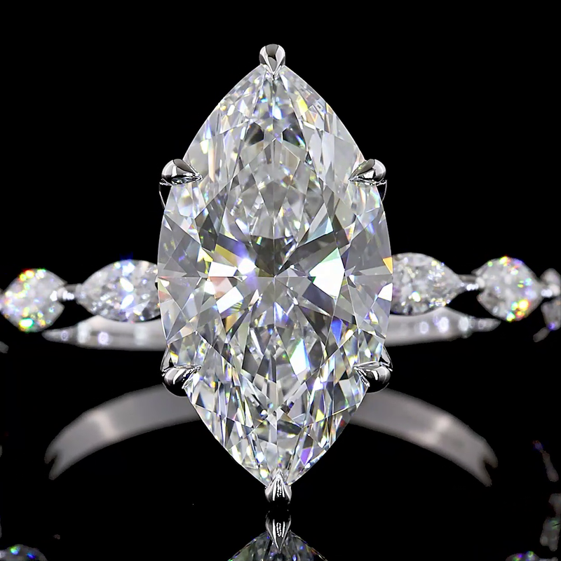3ct Prong Marquise Hidden Halo Engagement Ring