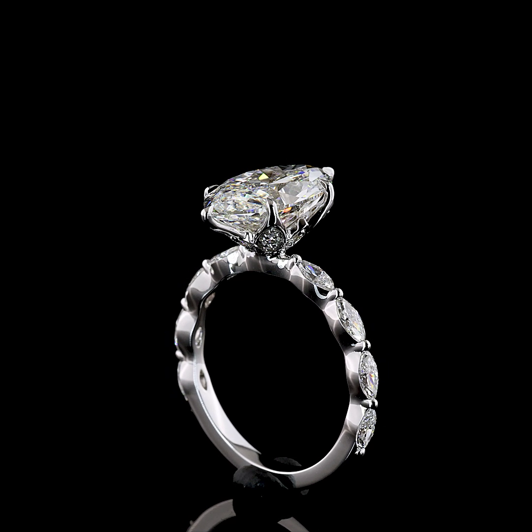 3ct Prong Marquise Hidden Halo Engagement Ring.