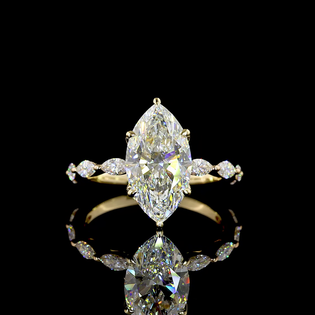 3ct Marquise Prong Side Stone Diamond Engagement Ring
