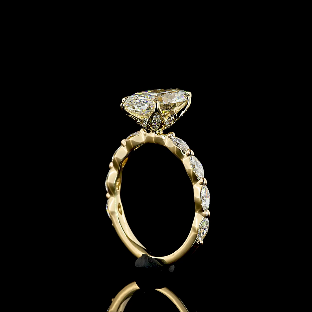 3ct Marquise Prong Side Stone Diamond Engagement Ring