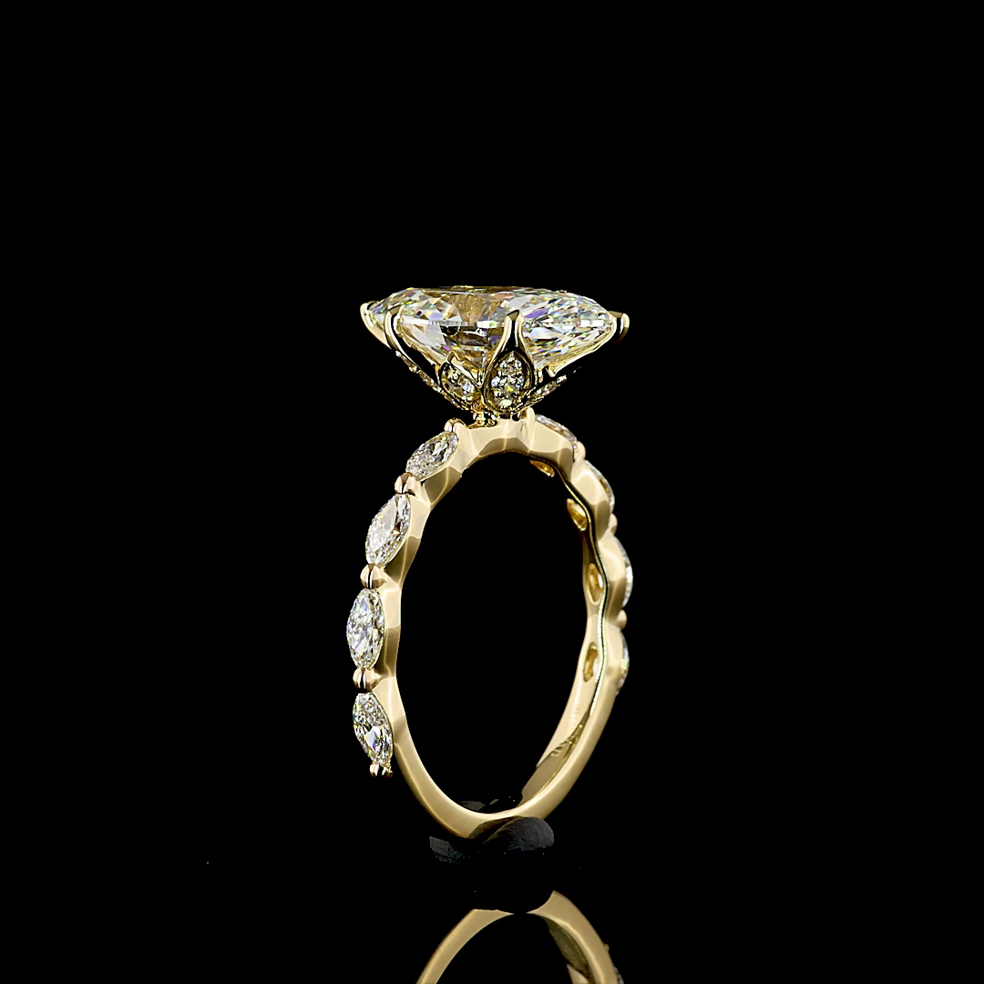 3ct Marquise Prong Side Stone Diamond Engagement Ring