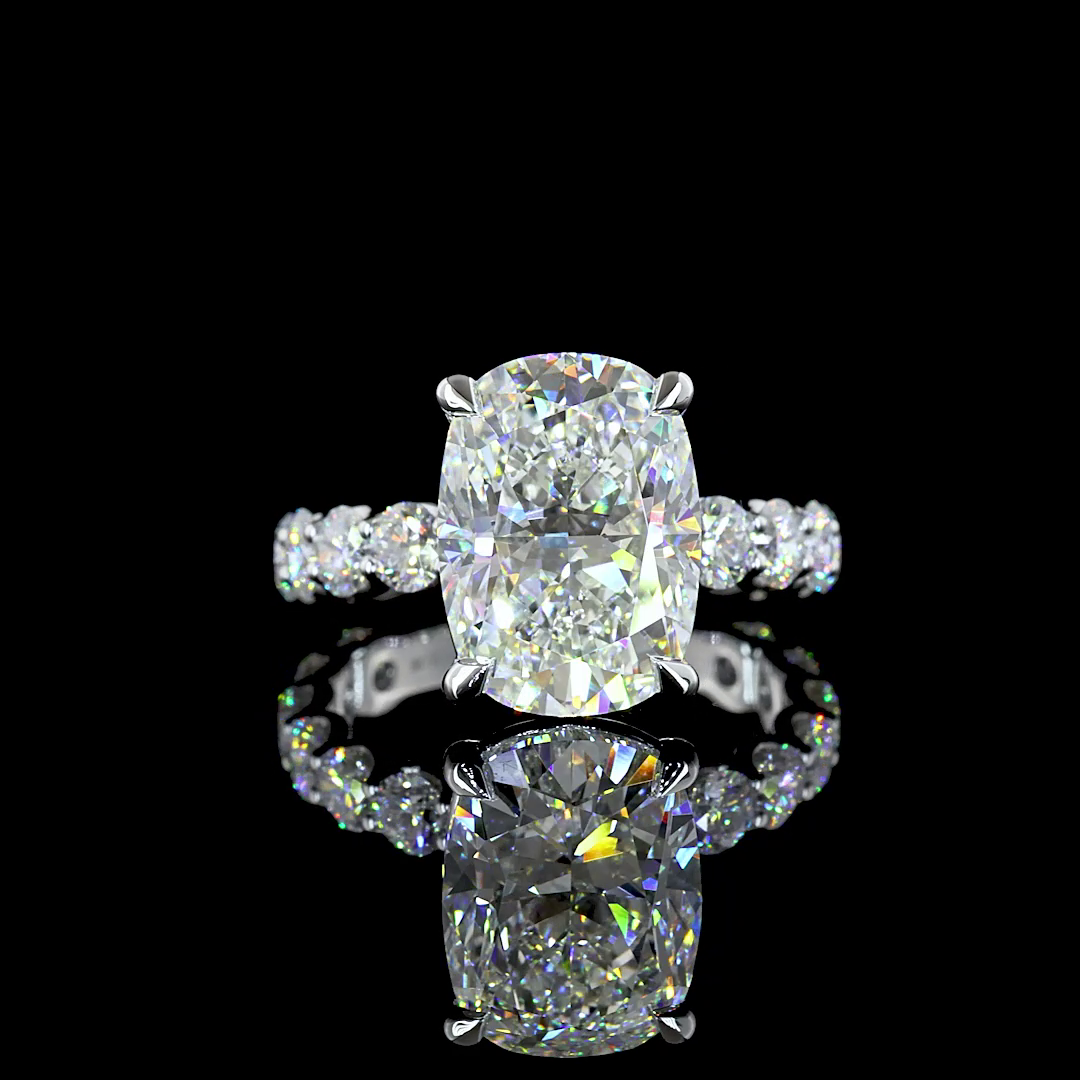 5ct Cushion Hidden Halo Engagement Ring.