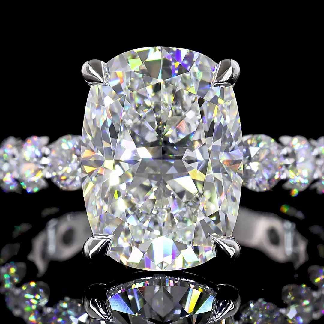 5ct Cushion Hidden Halo Engagement Ring.
