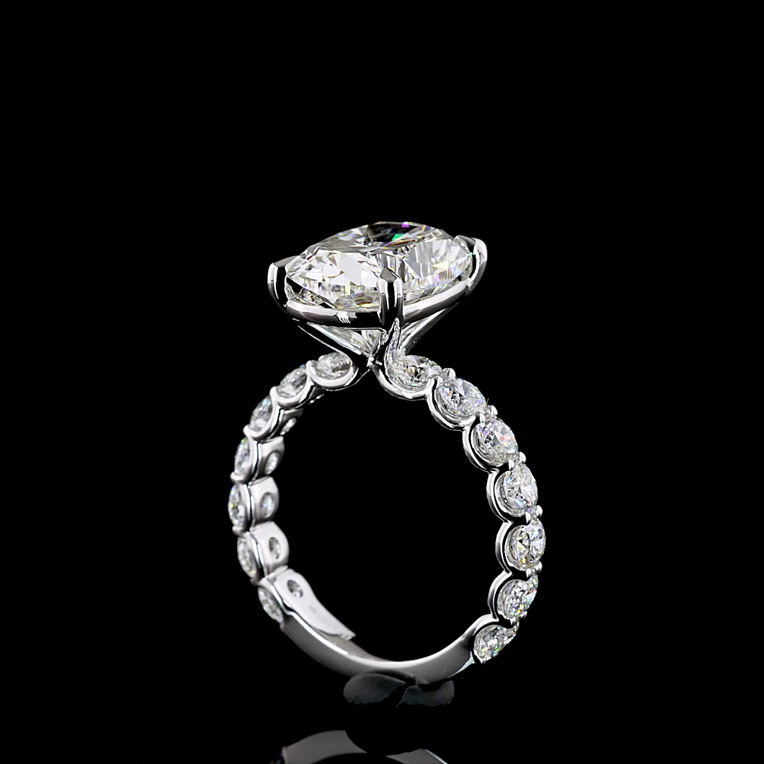 5ct Cushion Hidden Halo Engagement Ring.