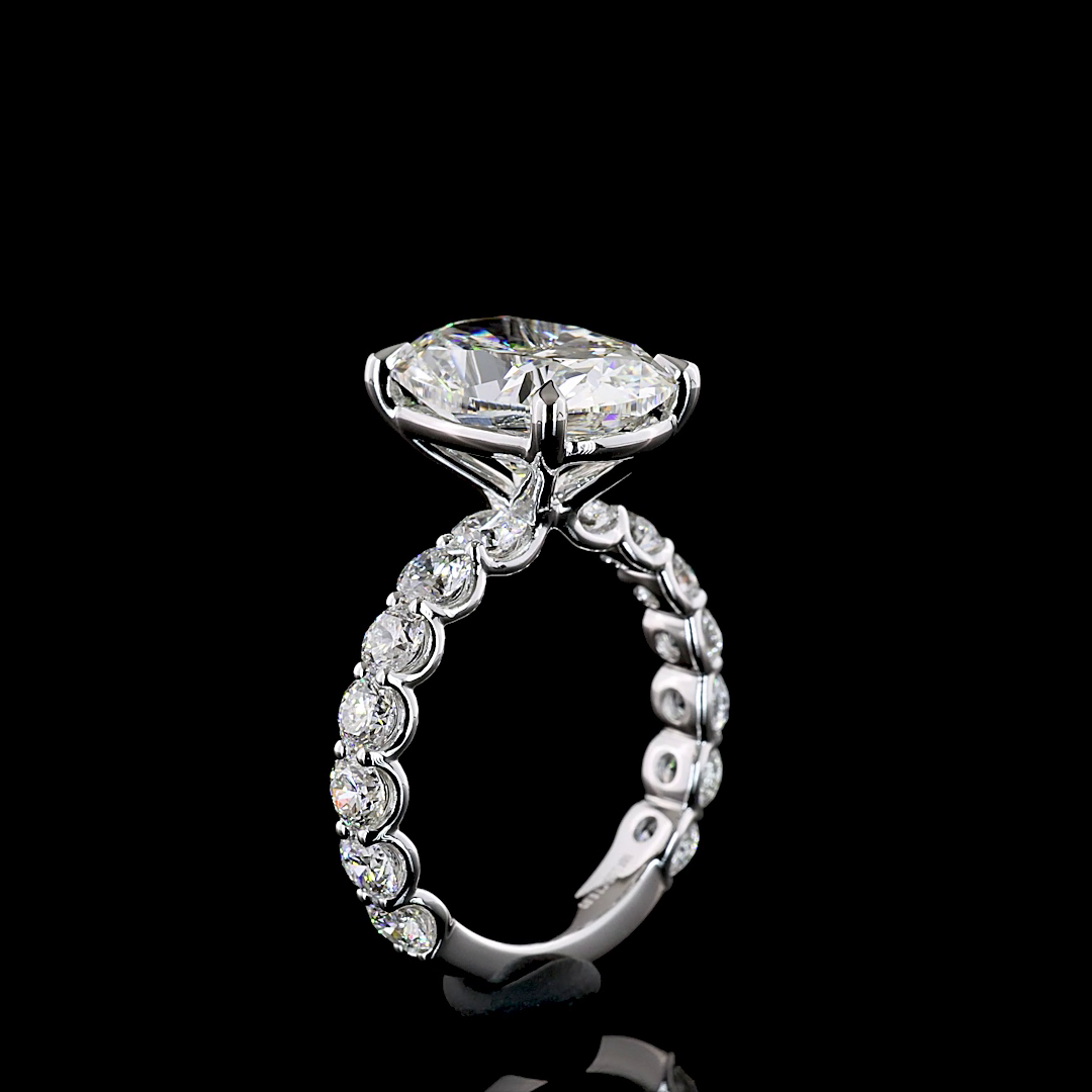 5ct Cushion Hidden Halo Engagement Ring.