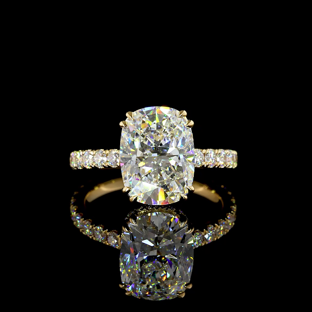 4ct Cushion Hidden Halo Engagement Ring.