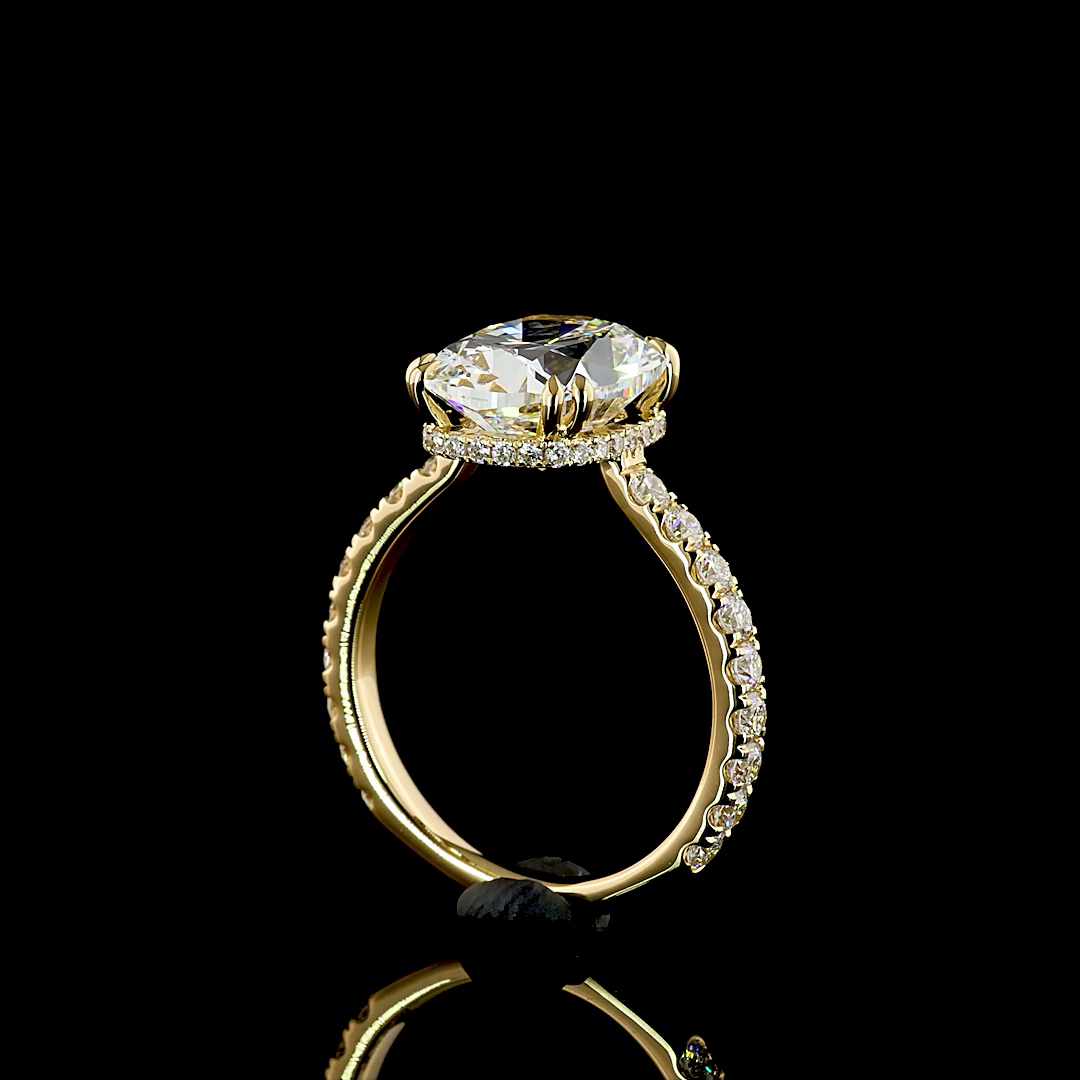 4ct Cushion Hidden Halo Engagement Ring.