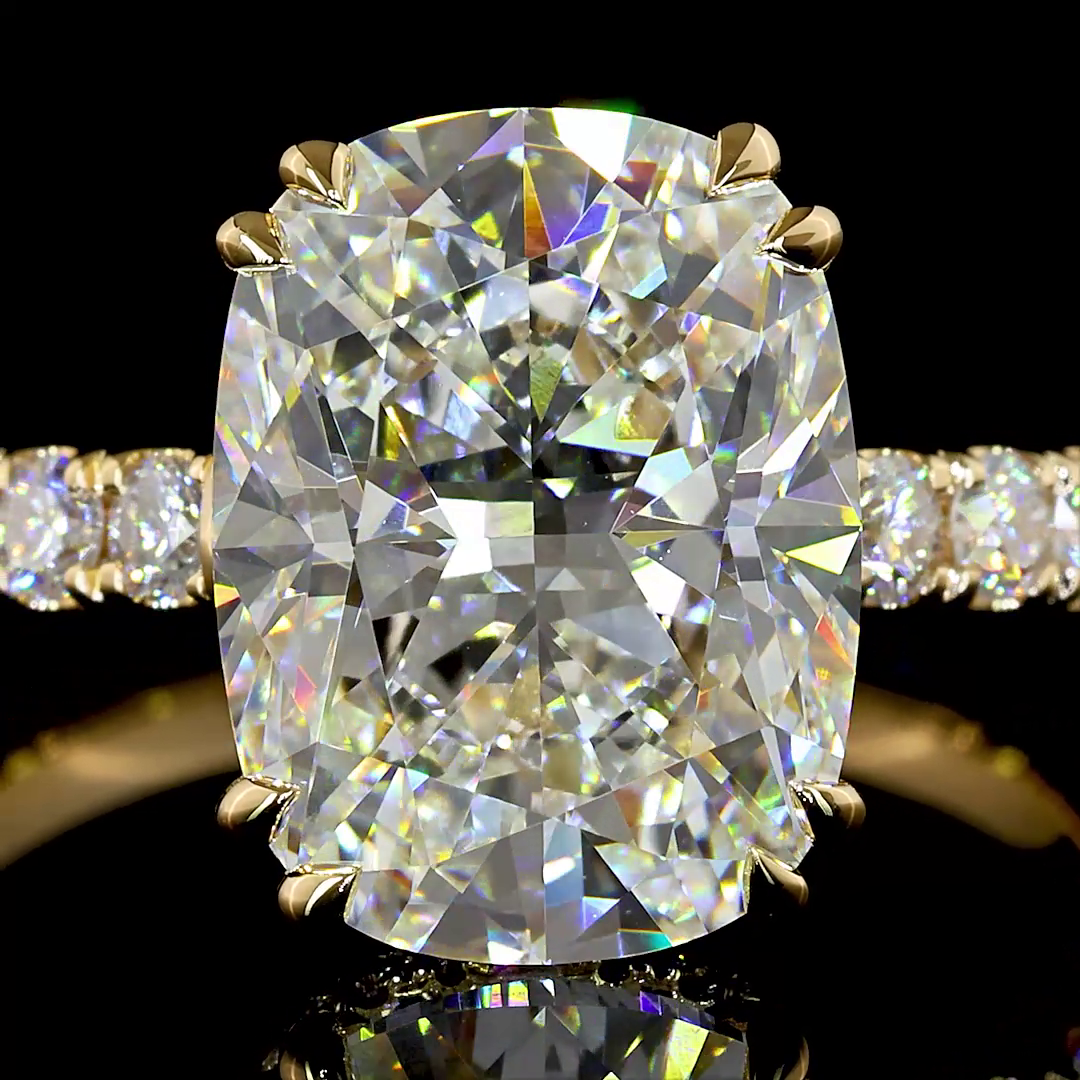 3ct Cushion Hidden Halo Engagement Ring.