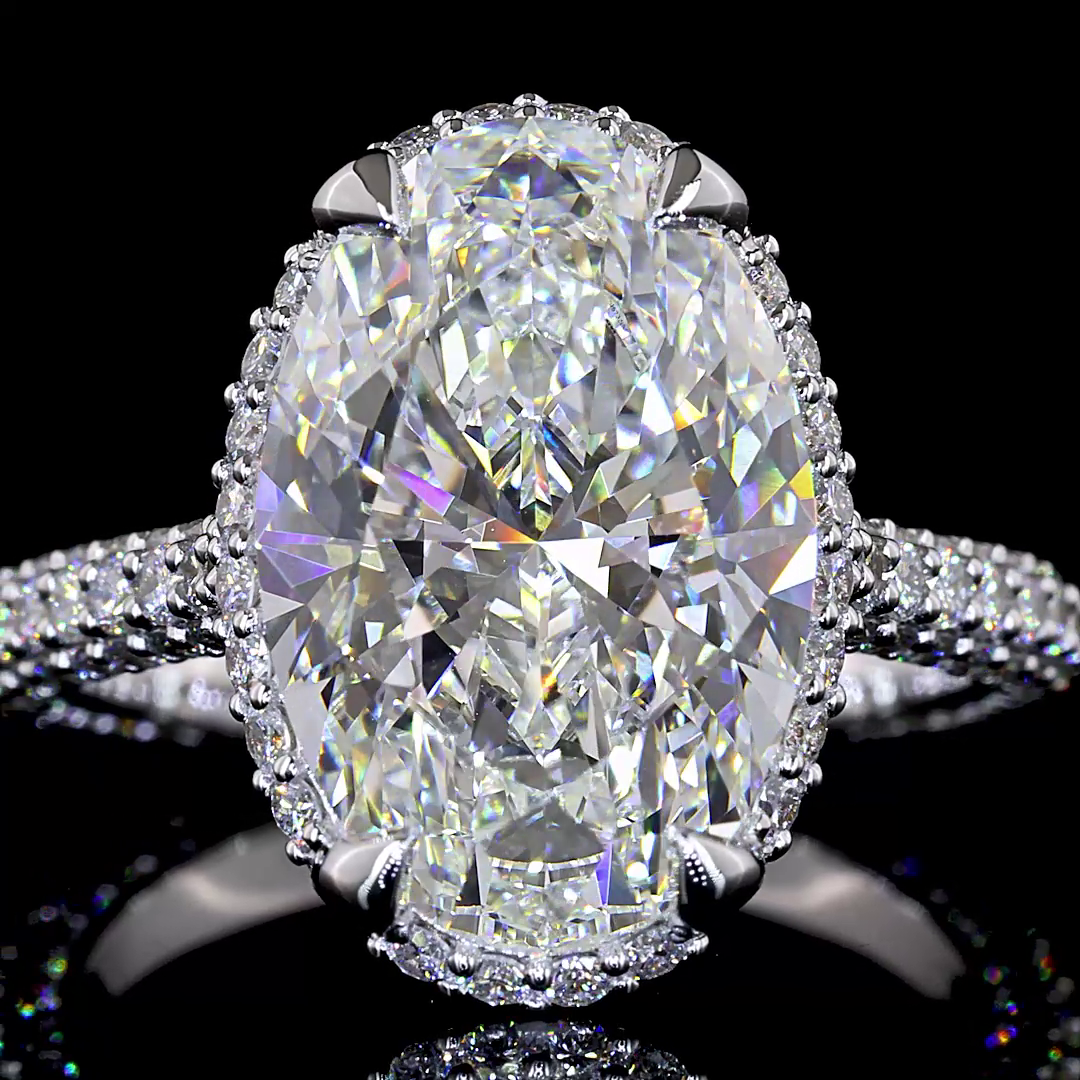 5ct Oval Hidden Halo Engagement Ring.
