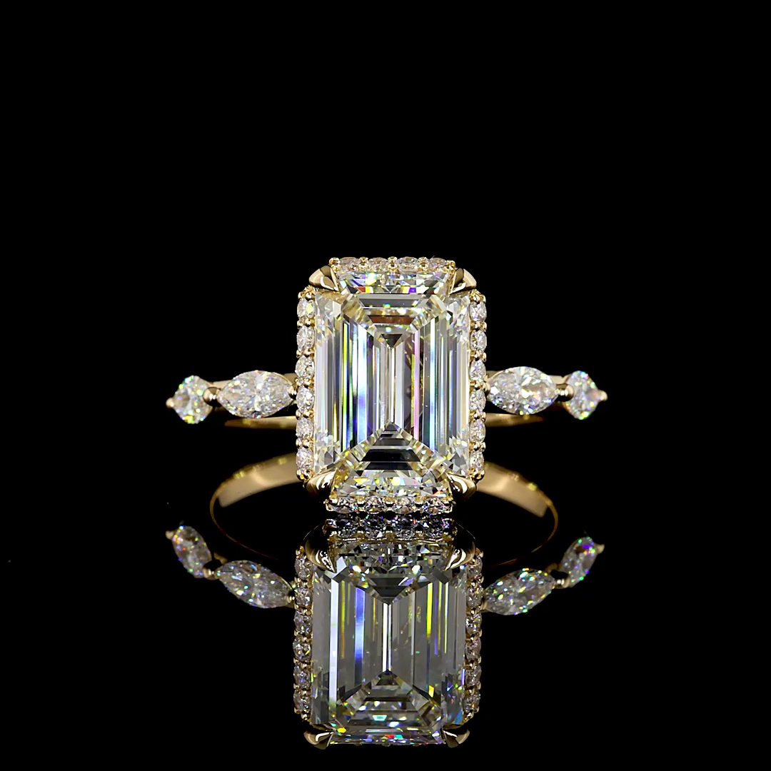3ct Emerald Hidden Halo Engagement Ring.