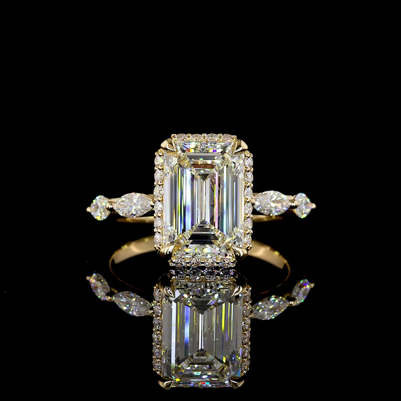 3ct Emerald Hidden Halo Engagement Ring