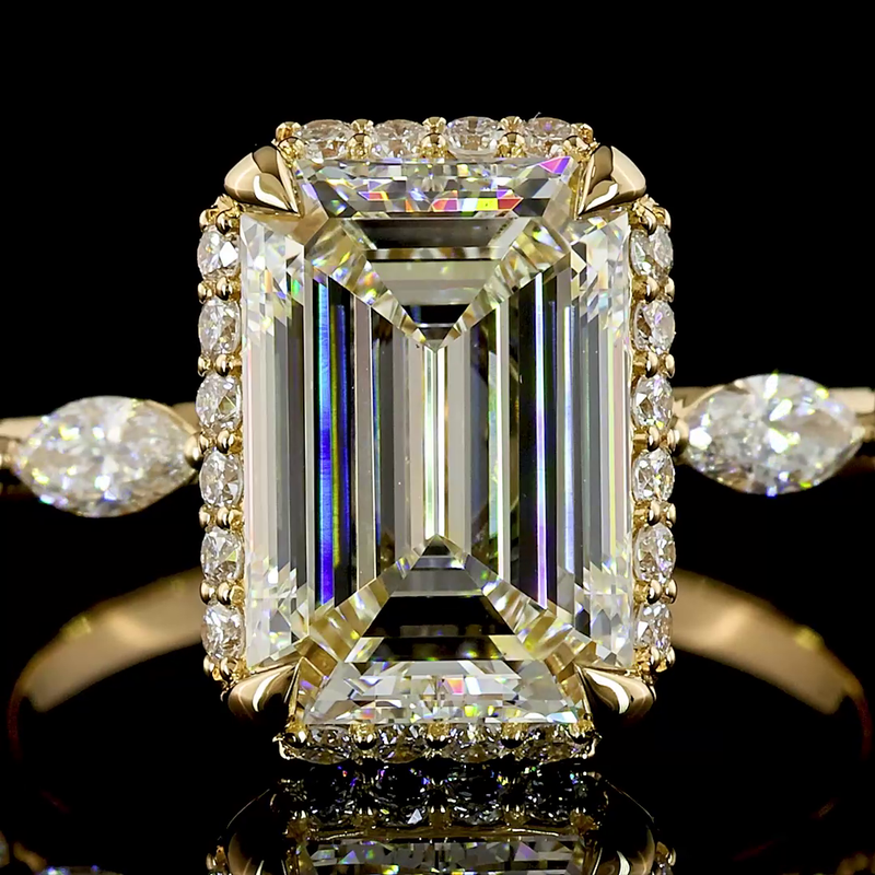 3ct Emerald Hidden Halo Engagement Ring