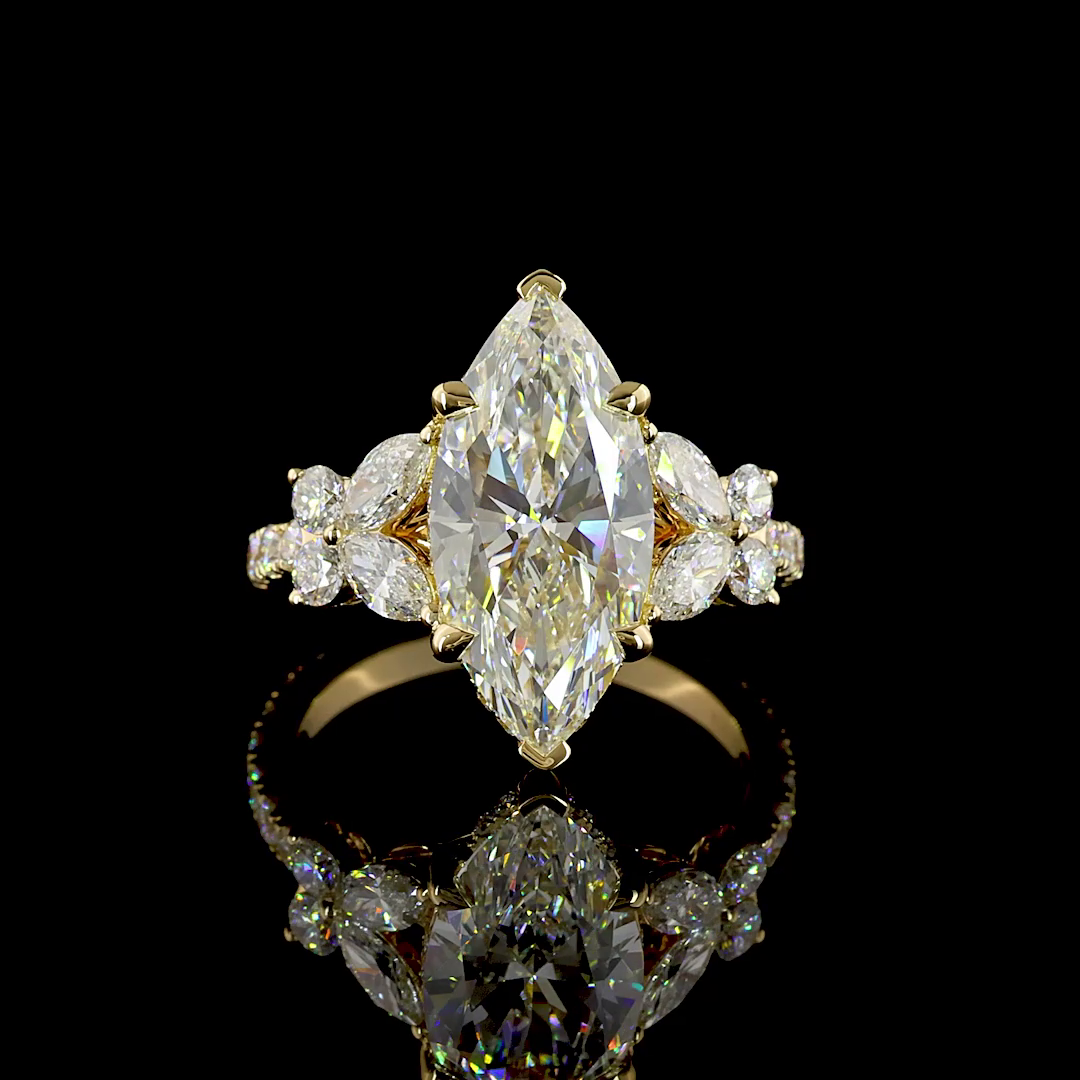 3-1/2ct Marquise Hidden Halo Engagement Ring.