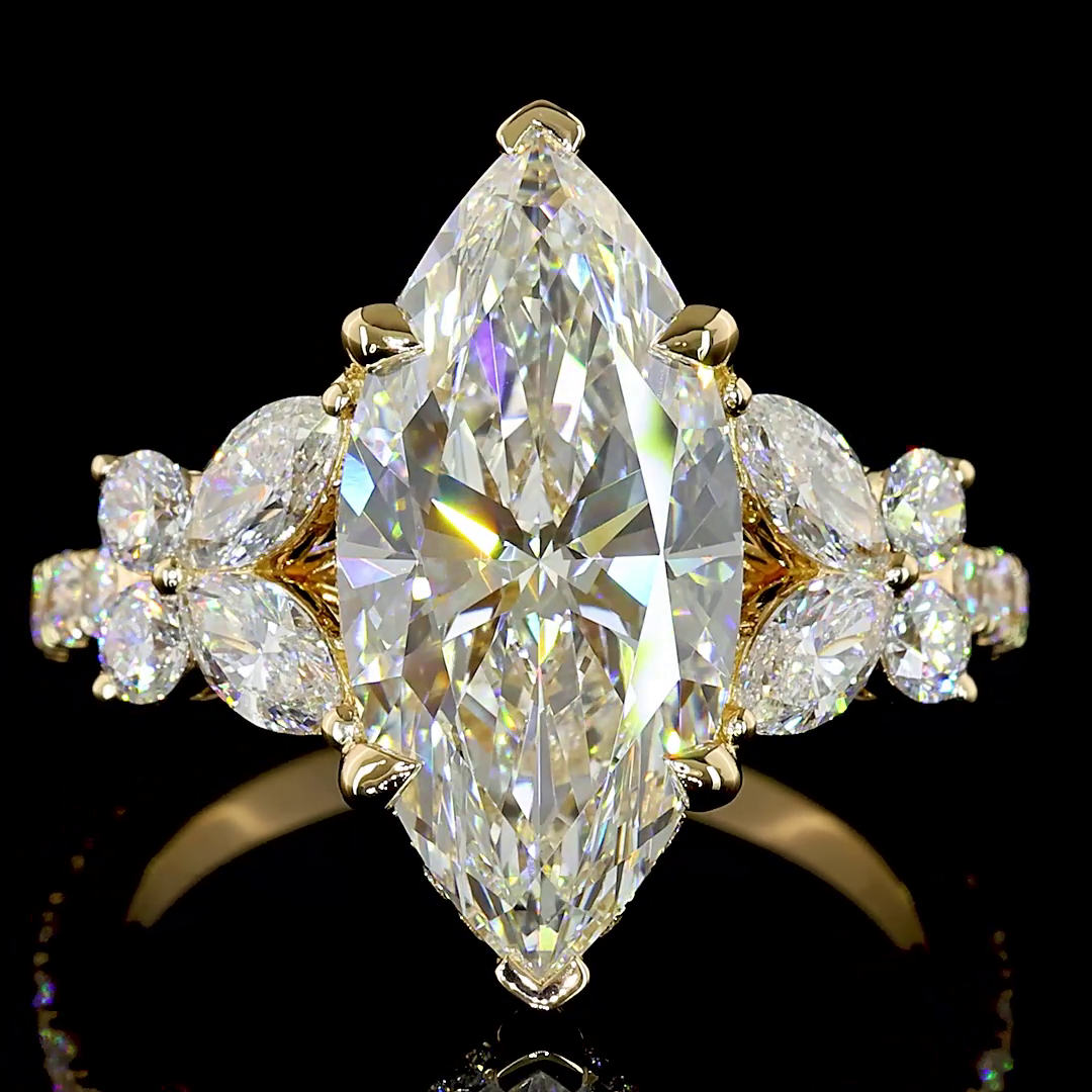 3-1/2ct Marquise Hidden Halo Engagement Ring.
