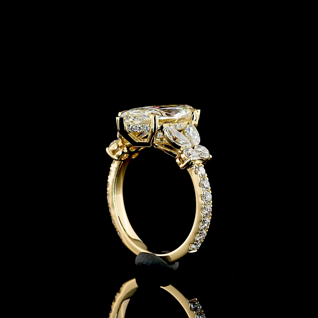 3-1/2ct Marquise Hidden Halo Engagement Ring.