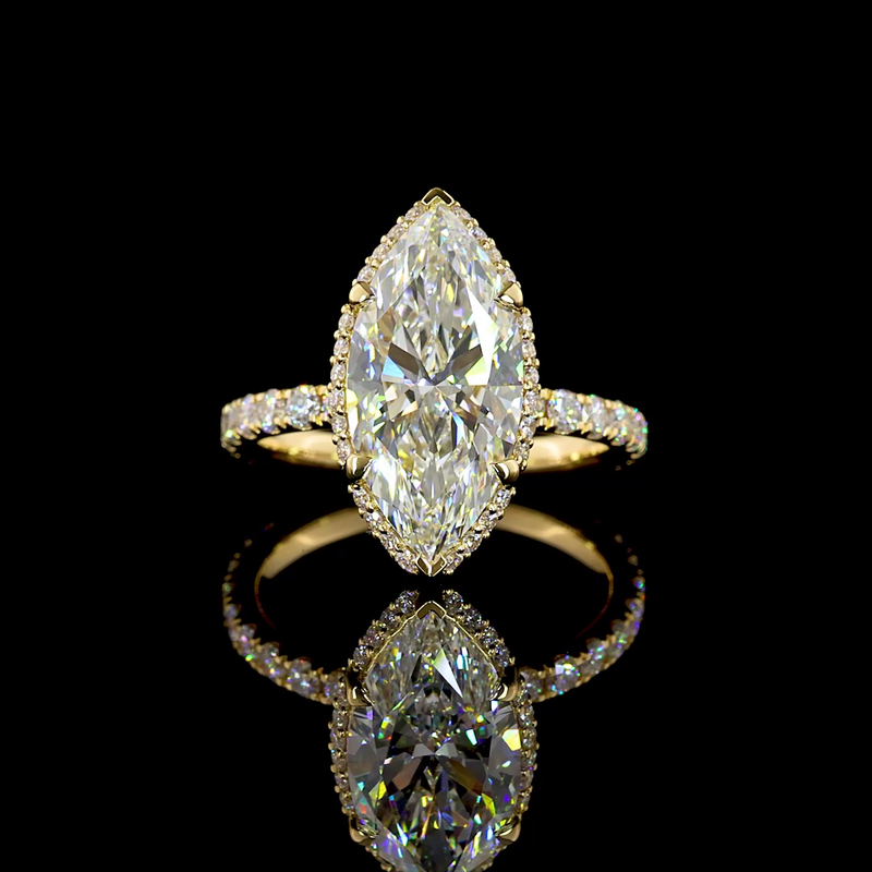 3-1/2ct Marquise Hidden Halo Engagement Ring