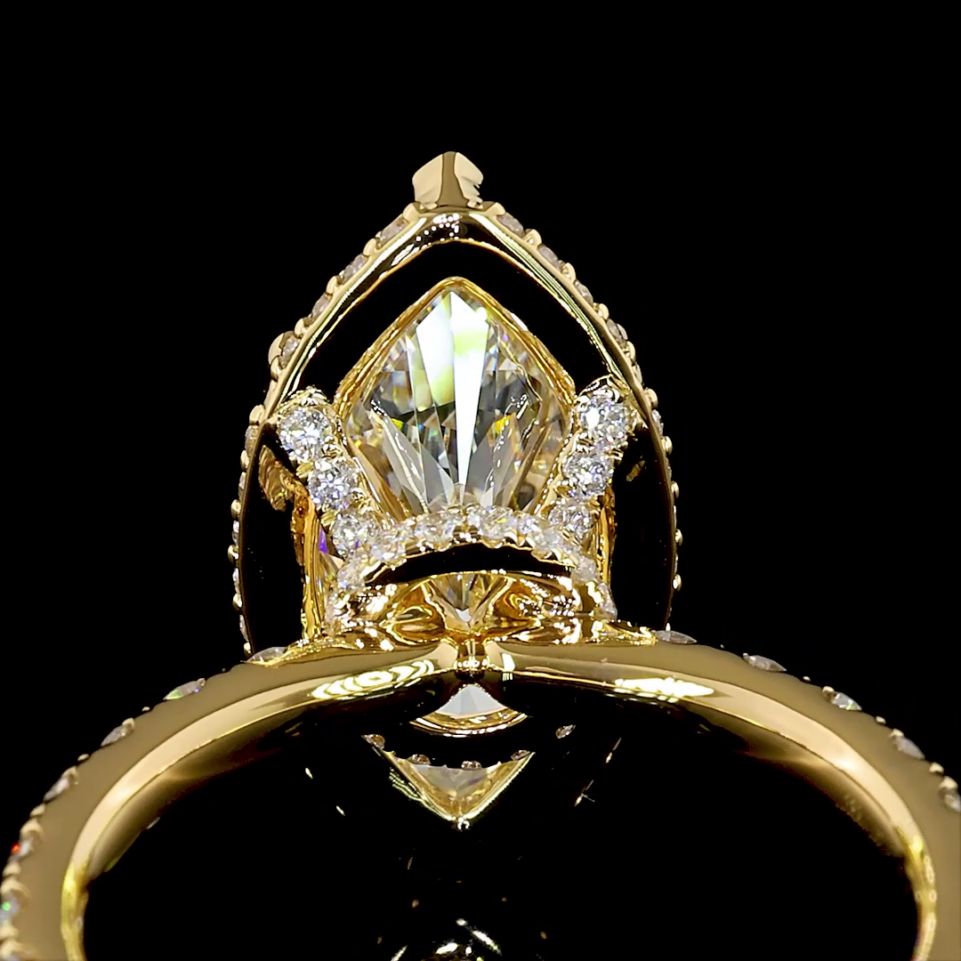3-1/2ct Marquise Hidden Halo Engagement Ring.