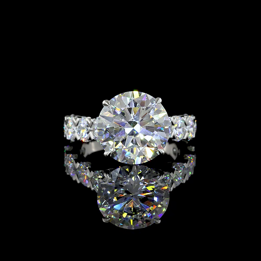 4-1/2ct Prong Round Hidden Halo Engagement Ring.