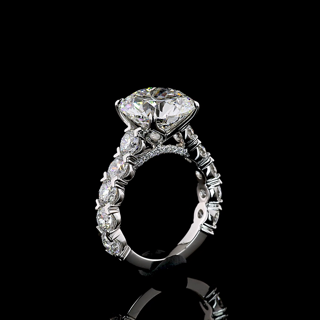 4-1/2ct Prong Round Hidden Halo Engagement Ring.
