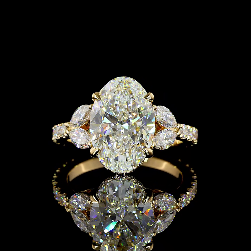 4ct Oval Hidden Halo Engagement Ring